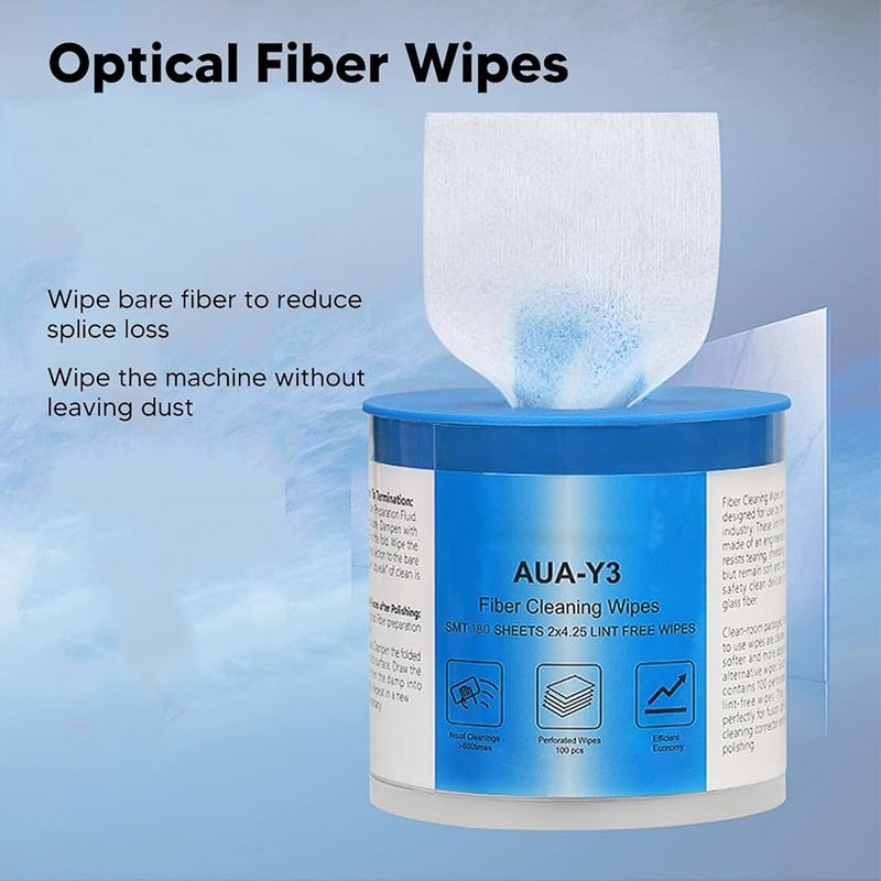 مناديل تنظيف الألياف البصرية الخالية من الوبر 180 قطعة في صندوق للمعدات الدقيقة - Image 3